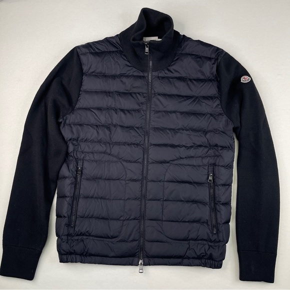 Moncler Maglione Tricot Cardigan Puffer Down Hybrid Jacket Black Size Large - Picture 3 of 17